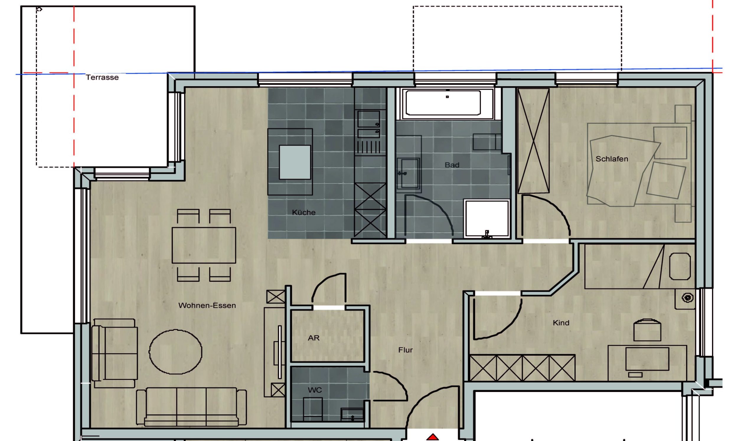 3-Zimmer-EG-Wohnung mit Terrasse und Garten